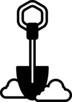 A black and white image of a shovel with a handle vector