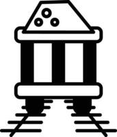 A black and white drawing of a train car with a pile of rocks on top vector