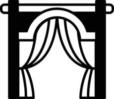 black and white drawing of a curtain with a white rope hanging from it vector