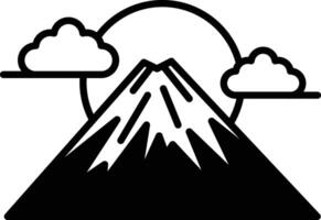 A mountain with a sun in the background vector