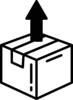 A box with a black arrow pointing upwards vector