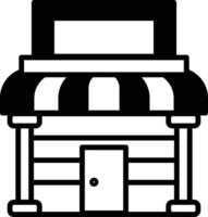 A black and white drawing of a store front with a large window vector