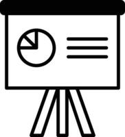 A black and white image of a white board with a pie chart on it vector