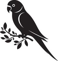 Parrot silhouette. Parakeet silhouette art white background. silhouette of a budgerigar parrot isolated on a white background. Side view, logo, icon. vector