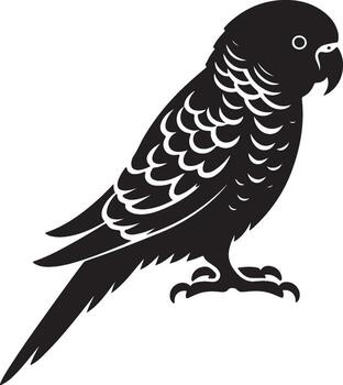 loro silueta. perico silueta Arte blanco antecedentes. silueta de un periquito loro aislado en un blanco antecedentes. lado vista, logo, icono. vector