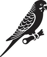 Parrot silhouette. Parakeet silhouette art white background. silhouette of a budgerigar parrot isolated on a white background. Side view, logo, icon. vector