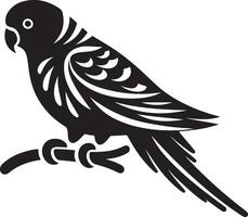 Parrot silhouette. Parakeet silhouette art white background. silhouette of a budgerigar parrot isolated on a white background. Side view, logo, icon. vector