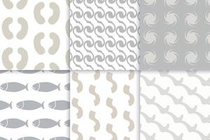 Set of hand drawn ink and Scandinavian style seamless pattern vector