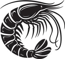 Shrimp silhouette. Isolated shrimp on white background. Prawn vector