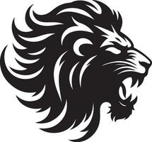 A Striking Silhouette of a Lion's Face, Showcasing the Magnificent Mane and Piercing Gaze - Lion Face Silhouette vector