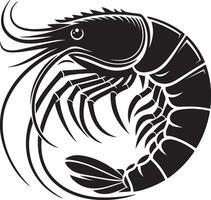 Shrimp silhouette. Isolated shrimp on white background. Prawn vector