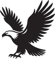 eagle in flight with wide wingspan. isolated silhouette image of bird vector