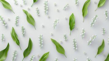 Lily of the valley flower pattern seamless romantic wallpaper background photo
