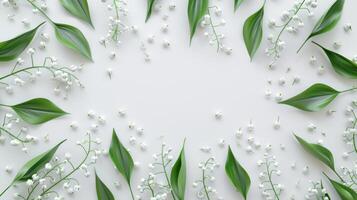Lily of the valley flower pattern seamless romantic wallpaper background photo