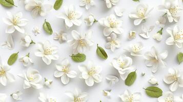 Jasmine flower pattern white color nature seamless for wallpaper print background photo