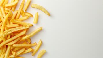 Potato fried stick salty crunchy snack copy space background photo