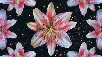 Lilium flower pattern seamless romantic wallpaper background photo