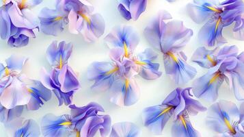 Iris flower pattern blue color nature seamless for wallpaper print background photo