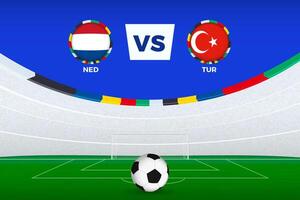 Illustration of stadium for football match between Netherlands vs Turkey, stylized template from soccer tournament. vector