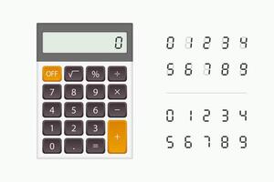 Calculator with numbers on white background. vector