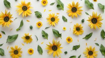 Sunflower pattern seamless romantic wallpaper background photo
