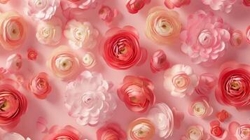 Ranunculus flower pattern seamless romantic wallpaper background photo
