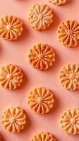 Dasik pressed cookies traditional Korean snack with pink story background photo