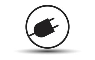 Socket plug in a circle, black on a white background, sign for design, illustration vector