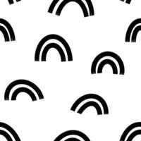 Aesthetic Contemporary printable seamless pattern with abstract line, dot, shape brush stroke in black and white colors. Boho background in minimalist style Illustration vector