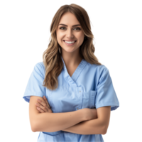 Smiling Woman In Medical Scrubs With Crossed Arms png