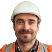 Smiling Male Engineer in Hard Hat on Transparent Background png