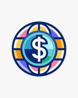 a dollar sign in a colorful globe vector