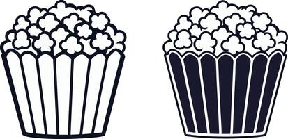 Popcorn outline and silhouette icon vector