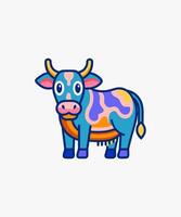 a cartoon cow with colorful spots on its body vector
