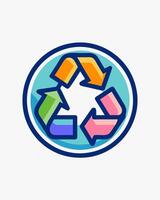 a colorful recycling symbol in a circle vector