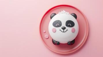 Cake panda character for children snack time or party birthday copy space isolated photo