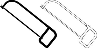outline silhouette hacksaw icon set vector