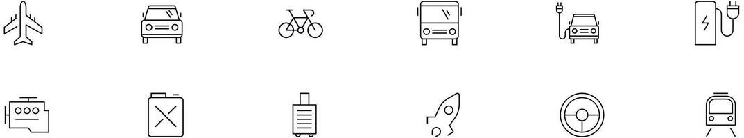 Set of Public Transportation Thin Line Icons. vector