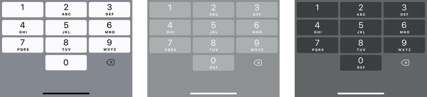 Smartphone dial keypad with numbers and letter set. Black, white and grey collection of interface keypad for touchscreen device. Dialing numbers phone on smartphone screen. Mobile phone keypad design. vector