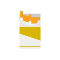 cigarettes pack flat design illustration isolated on white background. Open cigarettes pack box flat. smoke problem concept, narcotic, product, production, tobacco, cigarette symbol. vector