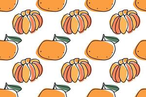 Bright seamless pattern with Tangerine fruit. Mandarins hand drawn doodle sketch with orange color. Food pattern For print, textile, fabric, wrapping paper, wallpaper, scrapbooking. vector