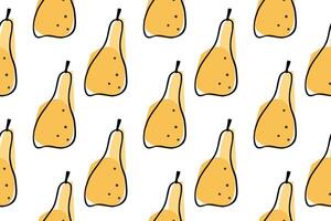 Tropical summer fruit seamless pattern. Yellow pear in hand drawn style. vintage fabric design. vector
