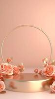 Podium stage display rose pink show stage minimalism story background photo