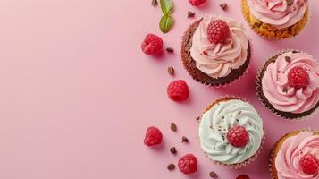 Chocolate muffin cake pastry sweet snack bread for party or tea time copy space photo