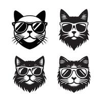 four cats wearing sunglasses and wearing hats vector