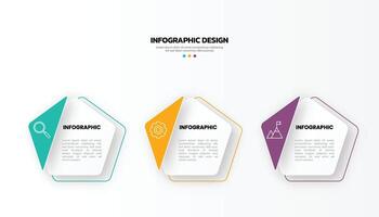 Modern business infographic template with 3 options or steps icons. vector