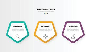 Modern business infographic template with 3 options or steps icons. vector