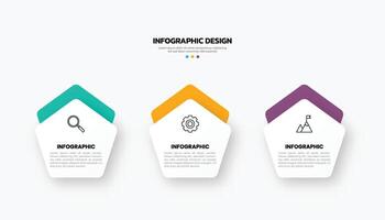 Modern business infographic template with 3 options or steps icons. vector