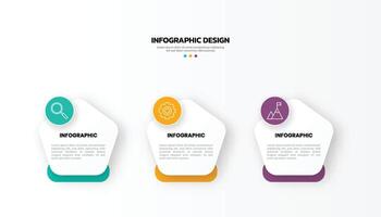 Modern business infographic template with 3 options or steps icons. vector
