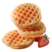 Stacked Waffles with Syrup and Fresh Strawberries on Transparent Background png